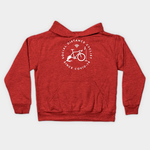 Social Distance Cyclist Kids Hoodie by reigedesign